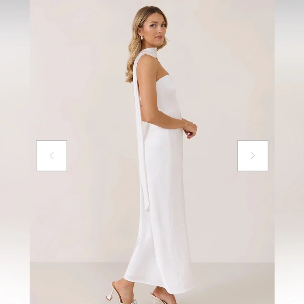 Park & Fifth White Satin Neck Wrap Scarf - Picture 3 of 7